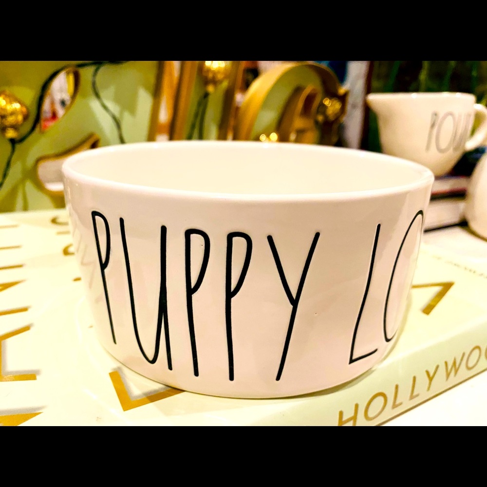 Rae Dunn  new white puppy love dog bowl